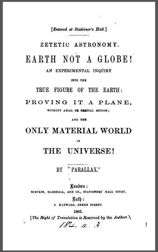 zetetic astronomy eartch not a globe